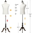 thumbnail image 2 of Bonnlo Male Dress Form, Male Mannequin Adjustable Height Torso Body Display and Sewing with Wooden Stand, 2 of 7