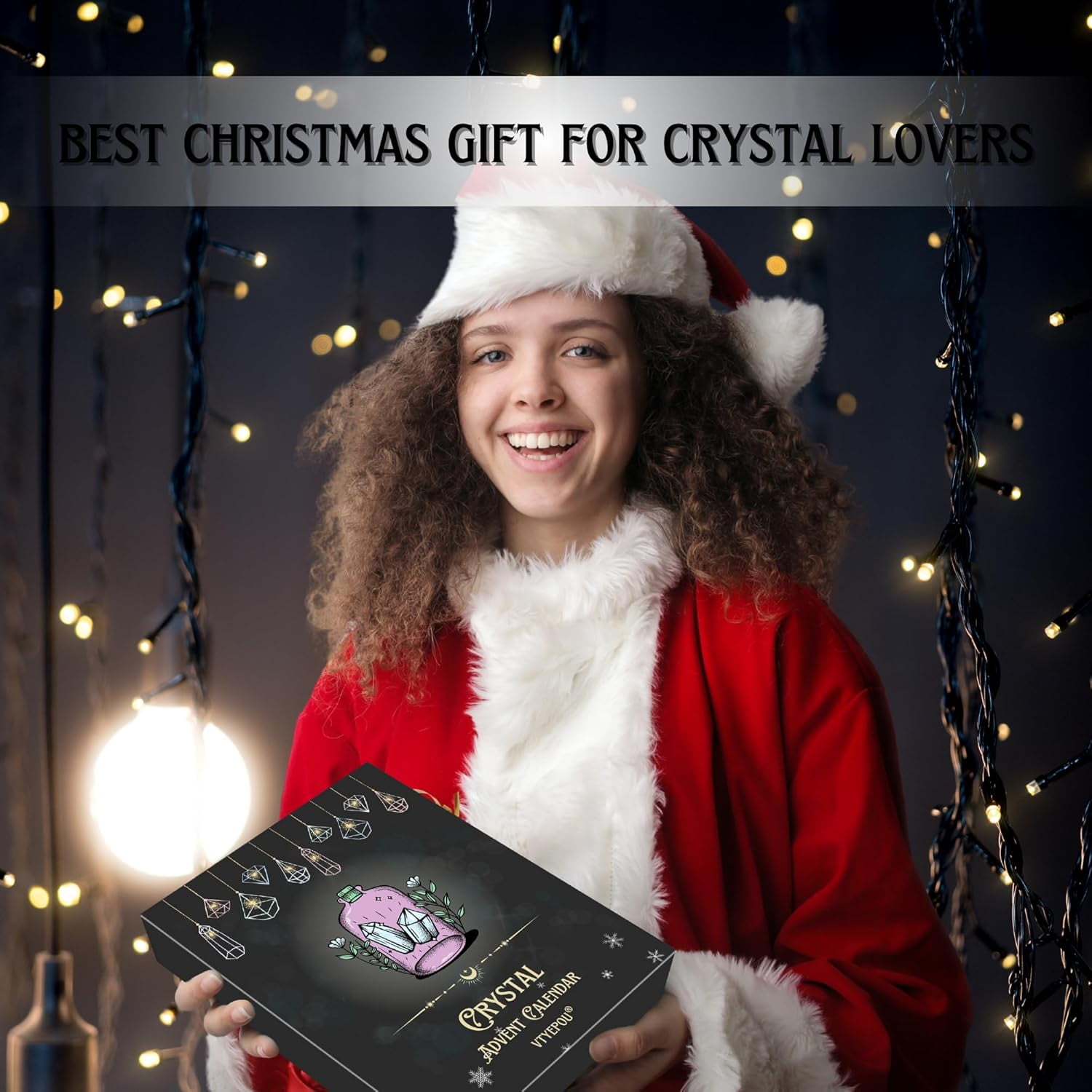 Crystal Advent Calendar for Adults Women - Healing Gemstone Advent Calendar 2025 for 24 Days Christmas Countdown - Natural Crystals Chips Bottles Gift Set for Witch Beginners