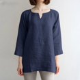 thumbnail image 2 of Hauts pour Femmes Manches Longues Tunique en Coton Lin Blouse Décontractée Coupe Ample Chemises, 2 of 6