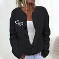 thumbnail image 2 of Women's Cardigan Sweaters Plus Size Heart Graphic Knitted Coats with Pockets Casual Loose Long Sleeve Sweaters Outerwear (Black XL), 2 of 5