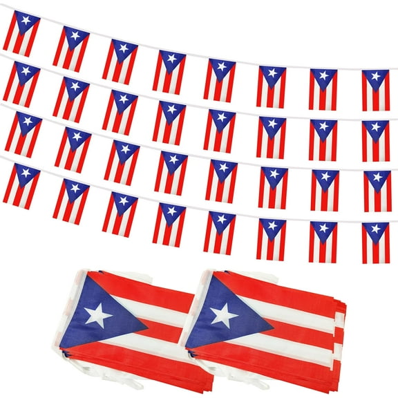66 Feet Puerto Rico String Flag, 76 Pcs Puerto Rican Banner Flag, Small Mini World Banner Flags for Sports Events, Bars Decorations, School Festivals, Party Decorations, Celebrati