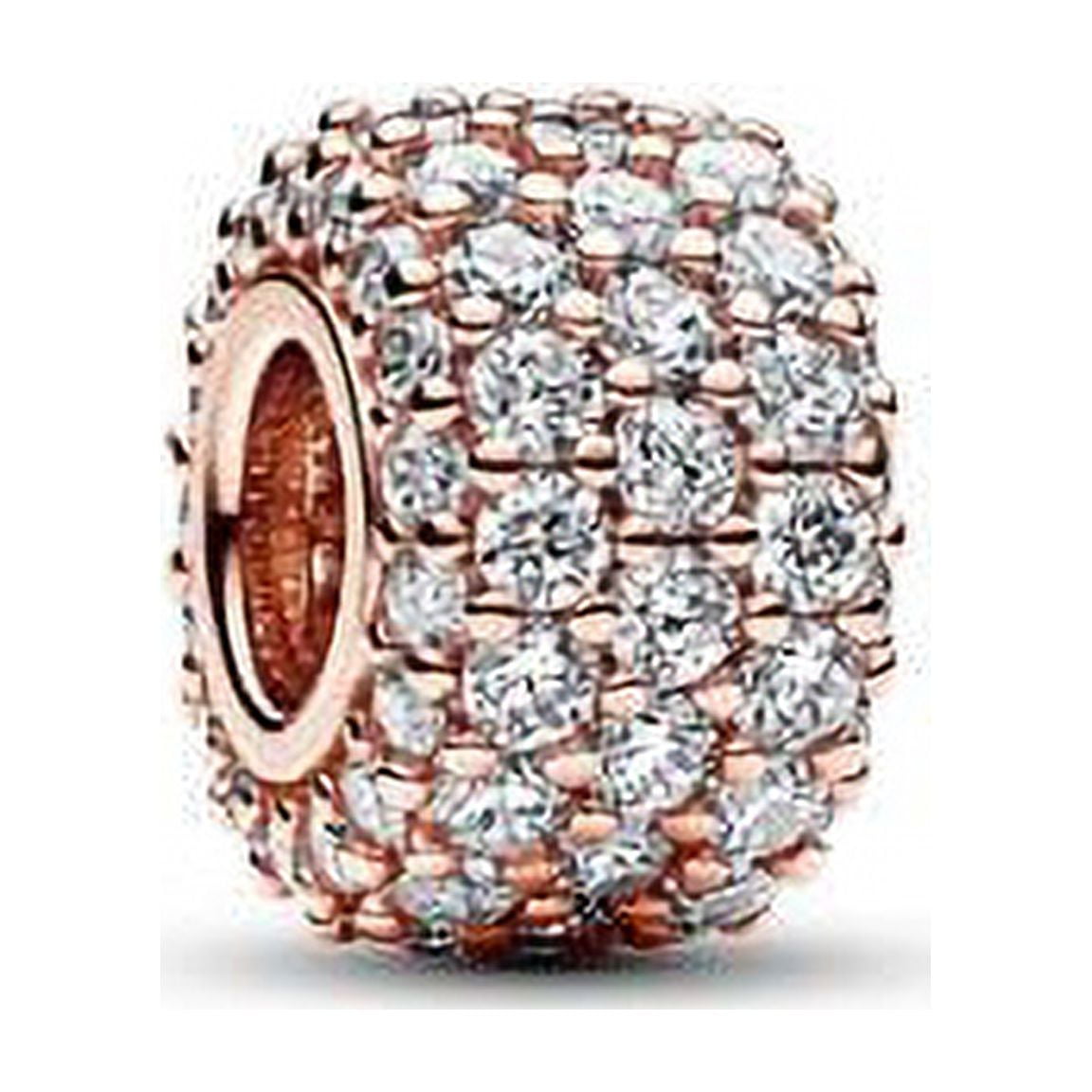 PANDORA Leaf Pandora Rose Charm With Pink Mist, Cerise And Royal 