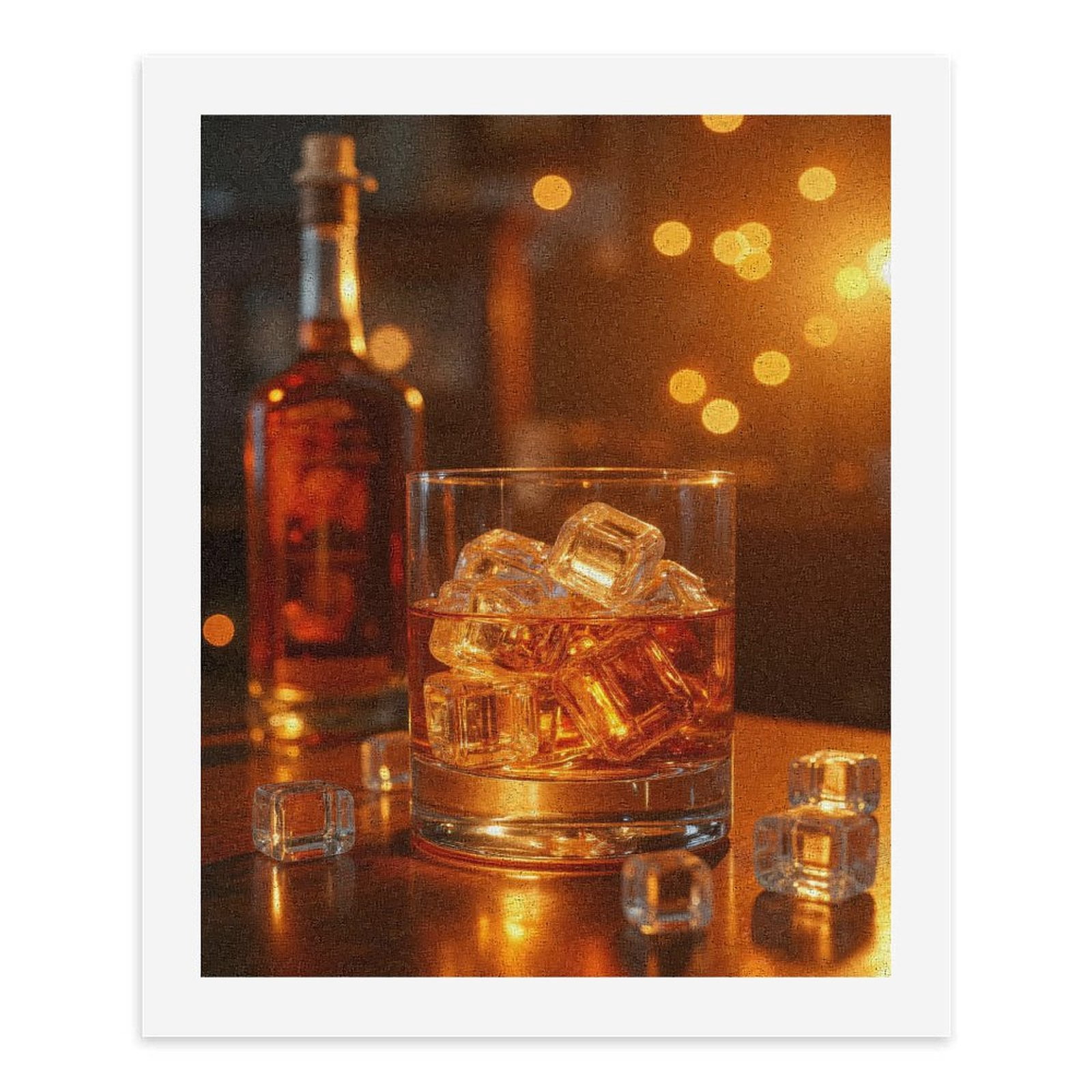 Paint By Numbers Kit for Adults Beginner - DIY Amber Drink With Ice Cubes Canvas Painting Kits for Adults, Frameless Paint By Number for Adults for Home Wall Decor 16x20 Inch