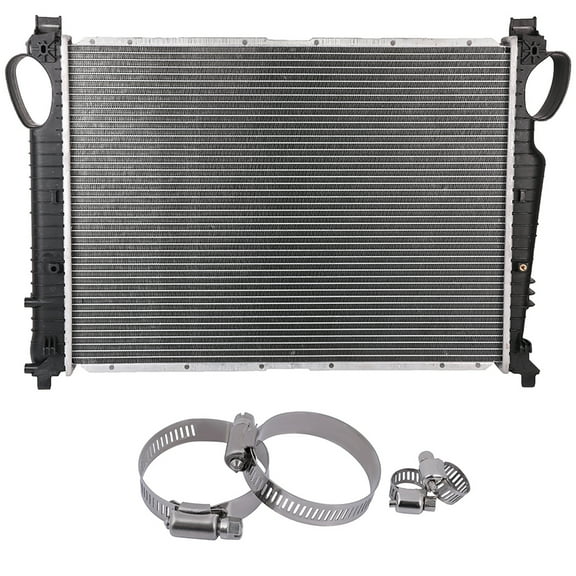 Replacement for 2004 2005 2006 2007 2008 2009 for Mercedes-Benz SL600 Convertible Base CCIYU Plastic Aluminum Radiator and Oil Hose Clamps