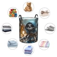 thumbnail image 4 of Gukieu Cute Skeletons Figurines Print Round Dirty Clothes Bag, Waterproof Standing Home Bathroom Storage Basket Car Trunk Storage Bag-Small, 4 of 6