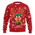 thumbnail image 4 of Unisex Christmas Sweater for Men Women Xmas Holiday Party Funny Print Knit Pullover,Red,3XL, 4 of 5