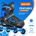 thumbnail image 4 of 2PM SPORTS Vinal Girls Adjustable Inline Skates with Light up Wheels Beginner Skates Fun Illuminating Roller Skates for Kids Boys and Ladies - Blue Small(10C-13C US), 4 of 13
