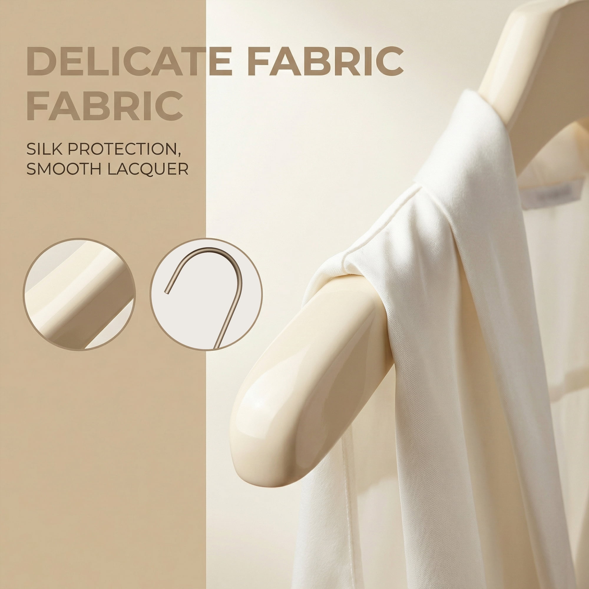 Unique Bargains 2Pcs Wood Nonslip Durable Space Saving Clothes Hangers Milk White 15.7inch