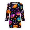 thumbnail image 4 of Halloween Shirts for Women Bat Spider Loose Fit 3/4 Sleeve Scary Tees Pumpkin Print Crew Neck Fall Casual T-Shirt 5XL, 4 of 6