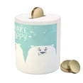 thumbnail image 3 of Sea Animals Piggy Bank, Funny and 3 Bears with Different Cheerful Expressions Art, Ceramic Coin Bank Money Box for Cash Saving, 3.6" X 3.2", Aqua White, by Ambesonne, 3 of 4