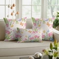 thumbnail image 6 of Easter Decorative Throw Pillow Covers 18x18 Inch Set of 2 Easter Eggs Home Decor Pillow Cases for Couch, Pink Tulip Floral Leaves Vintage Cushion Case for Living Room Bedroom Bed Car Chair, 6 of 9