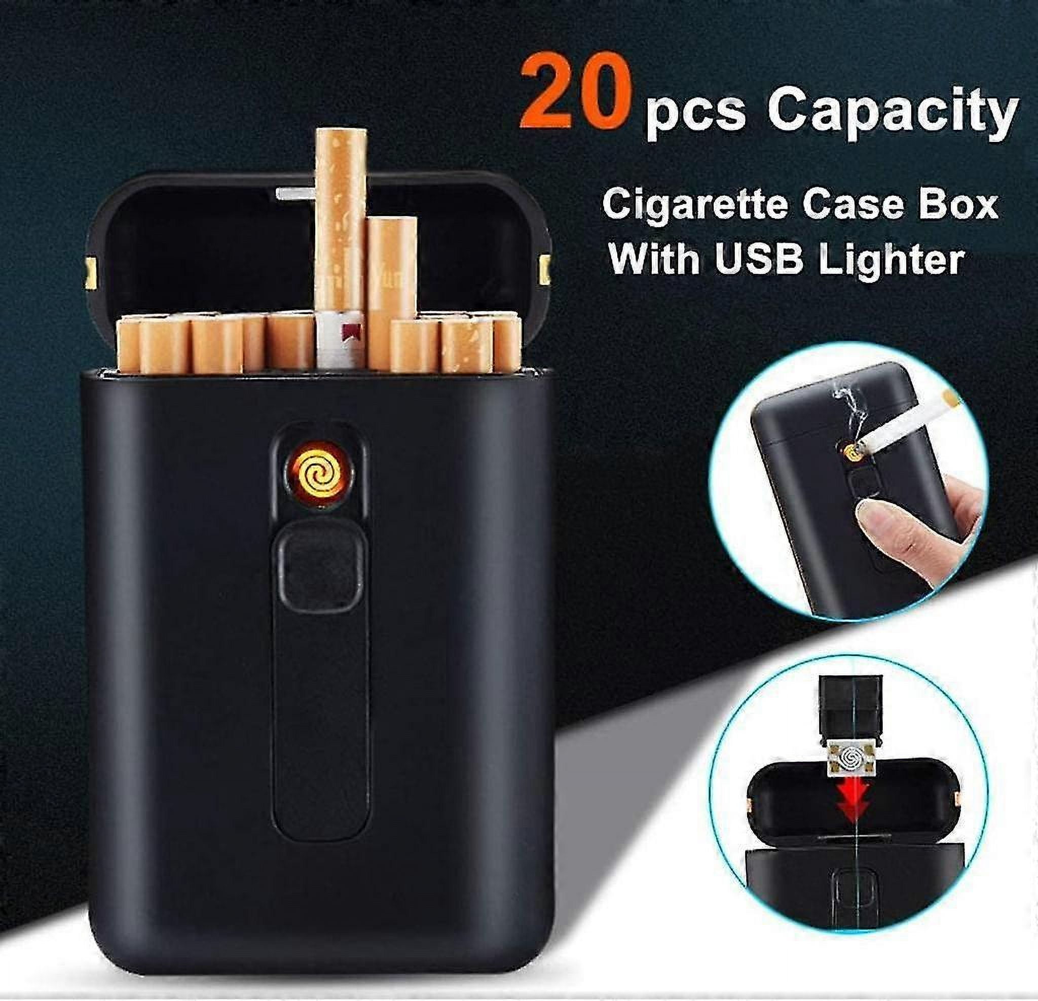 Cigarette Case With Usb Lighter, Cigarette Box 20pcs 100mm Slim Cigarettes Portable Electronic Lighter Rechargeable Windproof Flameless