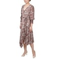 thumbnail image 2 of NY Collection Petite 3/4 Sleeve Belted Chiffon Hankerchief Hem Dress, 2 of 4