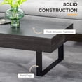 thumbnail image 3 of Rustic Dark Grey Rattan Coffee Table - 43.25"W, Particle Board & Steel, with Drawer - Modern Farmhouse Living Room Furniture, 3 of 7
