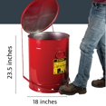 Justrite 6 Gallon Galvanized Steel Oily Waste Can, 16" x 12" Metal Oil