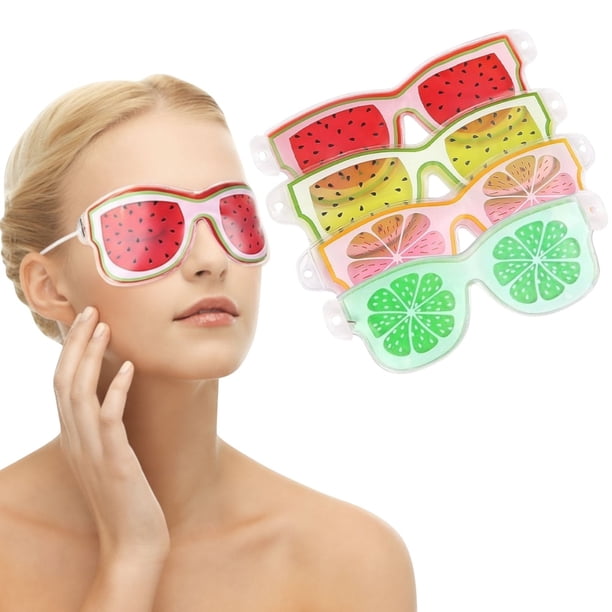 Mascarilla de Gel Frío-Calor Pack 4 Frutas | Antifaz Reutilizable para Ojos Cansados | Compresa Ocular Fría-Caliente con Diseños Frutales