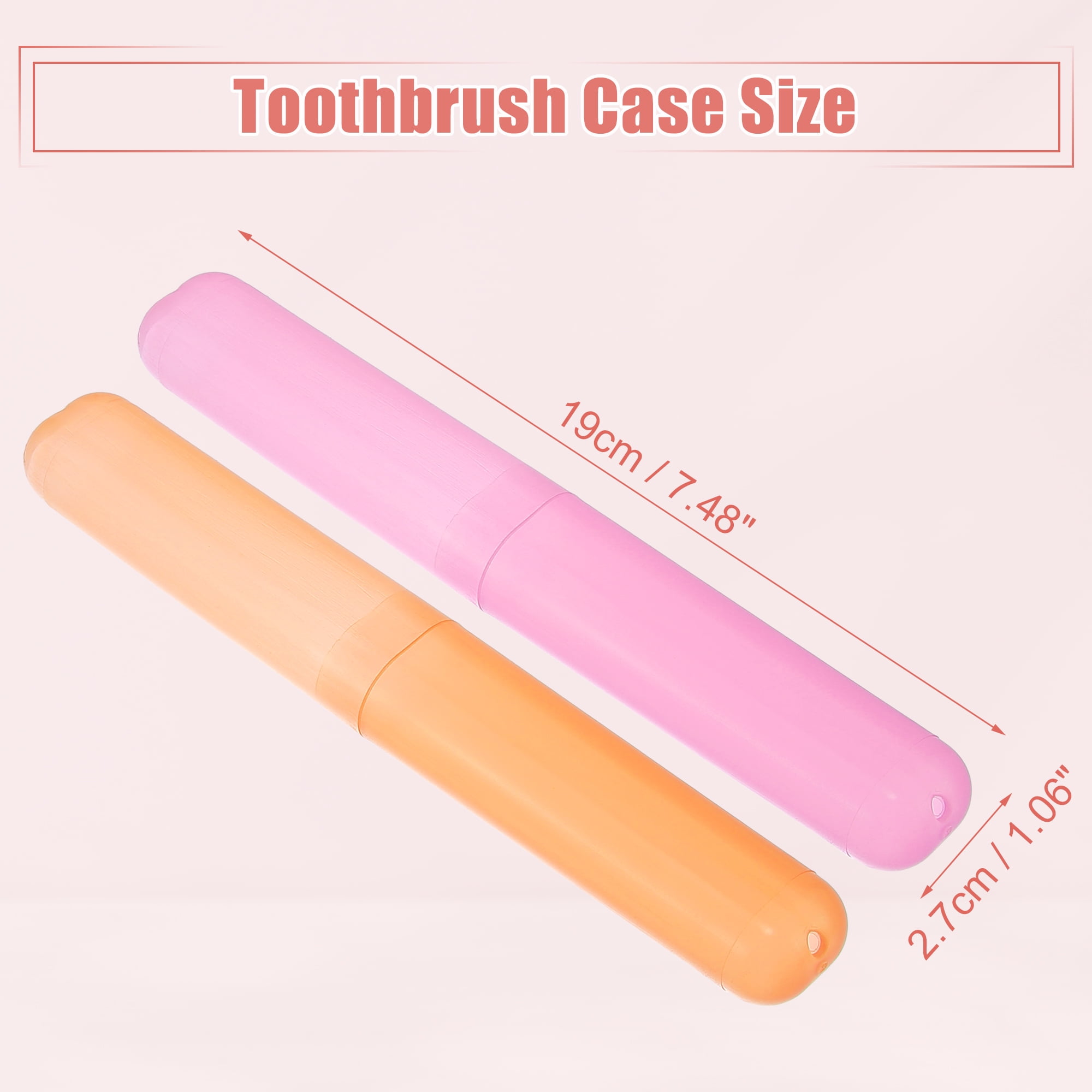 Unique Bargains 4 Pcs Toothbrush Travel Case Plastic Lightweight Holders Orange, Pink