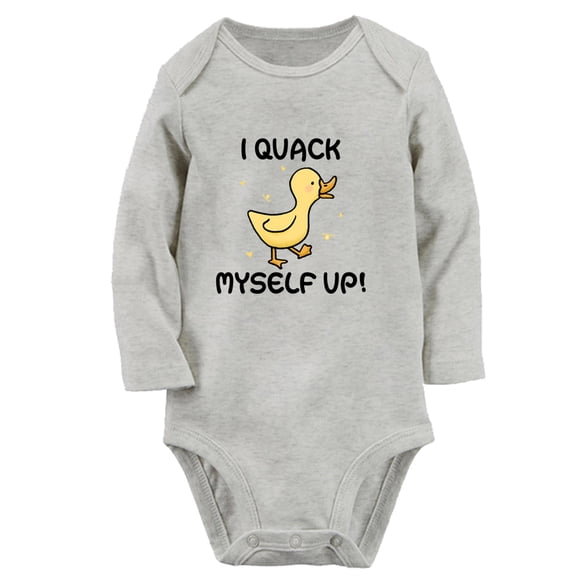 Baby Unisex I Quack Myself Up Funny Rompers Newborn Baby Bodysuits Infant Jumpsuits Kids Cotton Graphic One-Piece Outfits