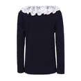 thumbnail image 2 of Little Girls Navy Solid Colored White Lace Detail Cardigan 5/6, 2 of 2