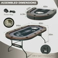 thumbnail image 7 of RayChee Poker Table Foldable, 10 Player Folding Texas Holdem Table w/Inlaid LED Light, 2 USB & 2 Type-c Ports, Portable Blackjac for Texas Card Game w/Cup Holders and Padded Rails(Brown, 84 inch), 7 of 7
