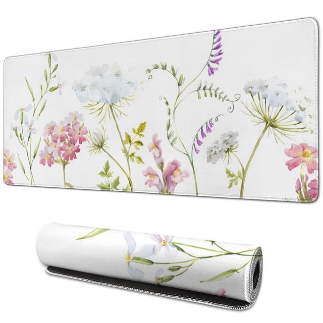 Personalized Beautiful Flower Mouse Pad - Premium-Textured & Washable - Lycra Cloth, Non-Slip Base - Perfect for Computer, Wireless Mouse 31.5x11.8 Inch
