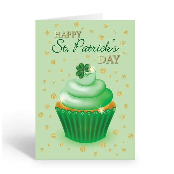 Delicious Cupcake Happy St. Patrick's Day Greeting Card - 12 Cards with Envelope