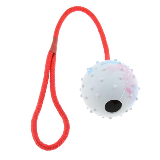 Juguetes de pelota para perros, juguetes para cachorros, cuidado dental, cuerda para masticar, pelota rellena, bocadillos. Blanco