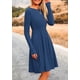 thumbnail image 4 of Vestido PRETTYGARDEN de Punto Acanalado Azul Oscuro de Manga Larga Talla S, 4 of 8