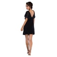 thumbnail image 5 of Women's Sleepwear Lightweight Super Soft Bamboo Short Sleeve V Neck Chiffon Detail Nightgown - Made in Turkey (Small, Black), 5 of 6