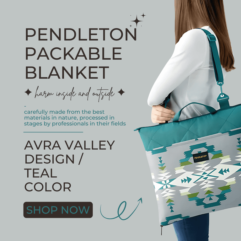Pendleton Packable Blanket – (Avra Valley Design and Teal Color