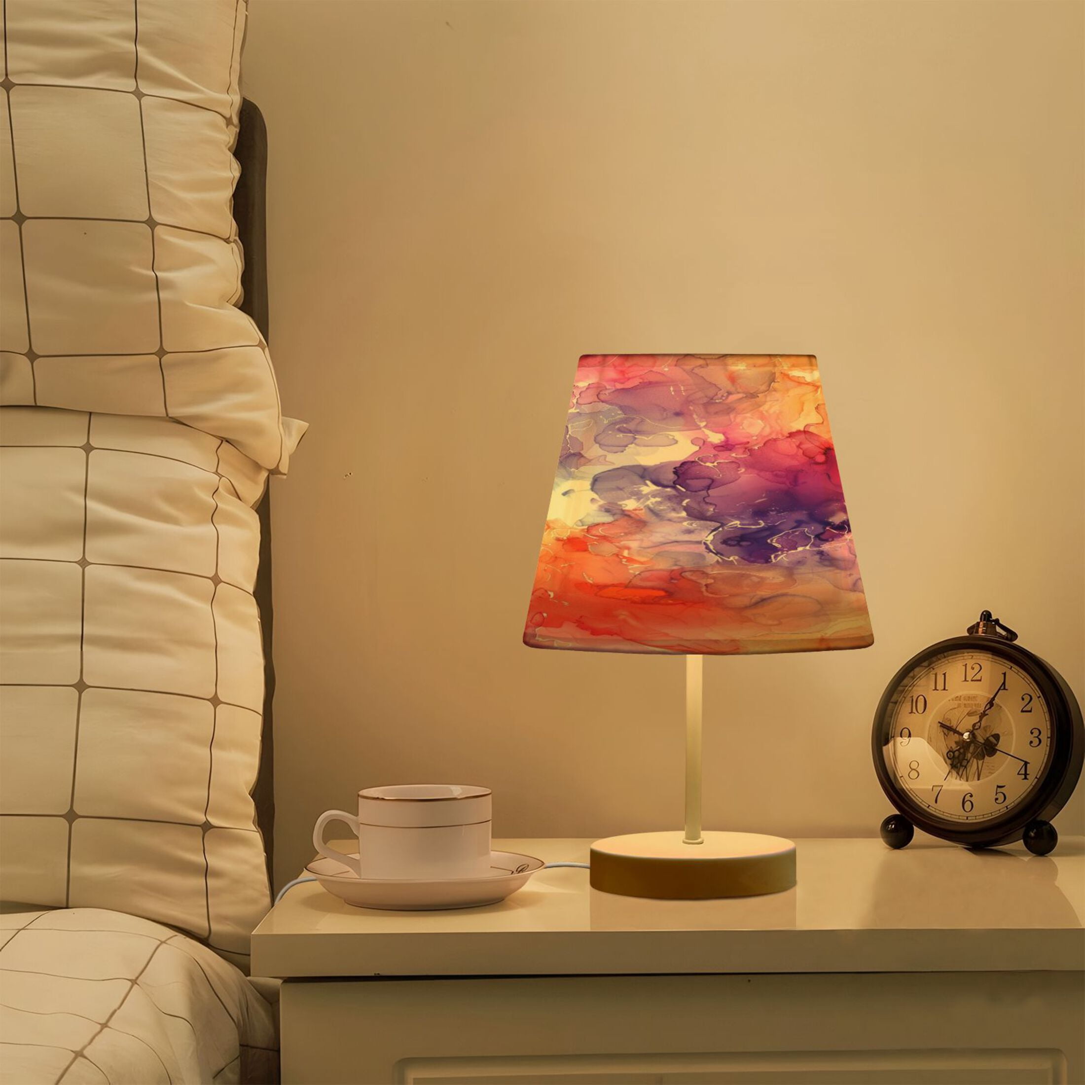 Watercolor Alcohol Ink Splashes Desk Lamp LED Table Nightstand Lamps with 3 Color Temperatures for Home Bedroom Living Room Decor 8x12