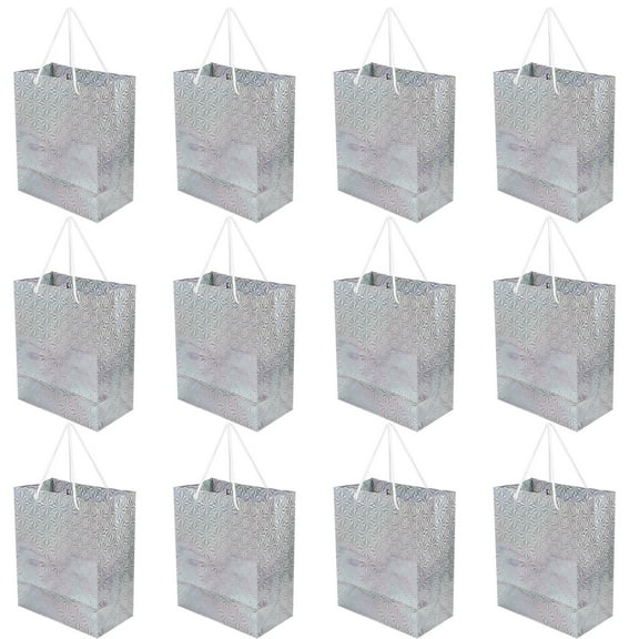 FRCOLOR  12 Pcs Gift Bags Large Wedding for Party Favor Ready Shopping Silver