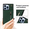 thumbnail image 6 of Allytech for iPhone 14 Pro Max 2022 Case with Detachable Crossbody Strap, PU Leather Stand Wallet Purse Case with Credit Card Slots Zipper Pocket Case for iPhone 14 Pro Max 6.7", Green, 6 of 12