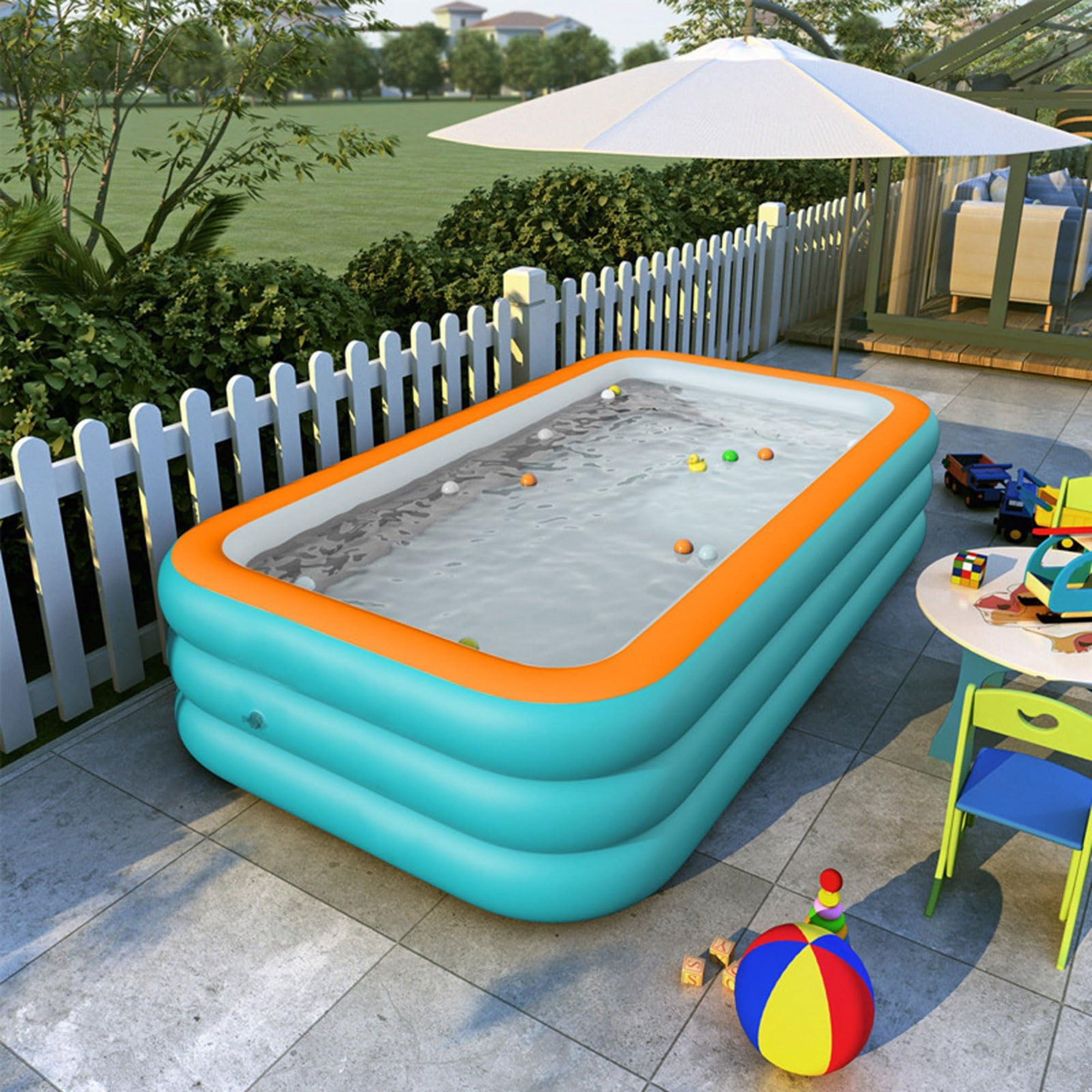 Unbranded Family Pool Inflatable Above Ground Soft Sided Rectangular Heavy-Duty PVC 82 ft