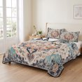 thumbnail image 2 of Twin XL Quilt Set 68''x98'', Orange Blue Lightweight Bedspread Coverlet Set with 2 Pillow Shams, Boho Geometric Middle Century Abstract Western Breathable All Season Quilt Bedding for Dorm/Guest Room, 2 of 9