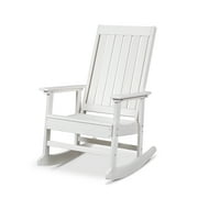 LAZZO Patio Rocking Chair, Large Recycled Plastic Rocker Chair, 1 Person Indoor & Outdoor Porch Rocking Chair for, Garden, Yard, Living Room, Entryway White