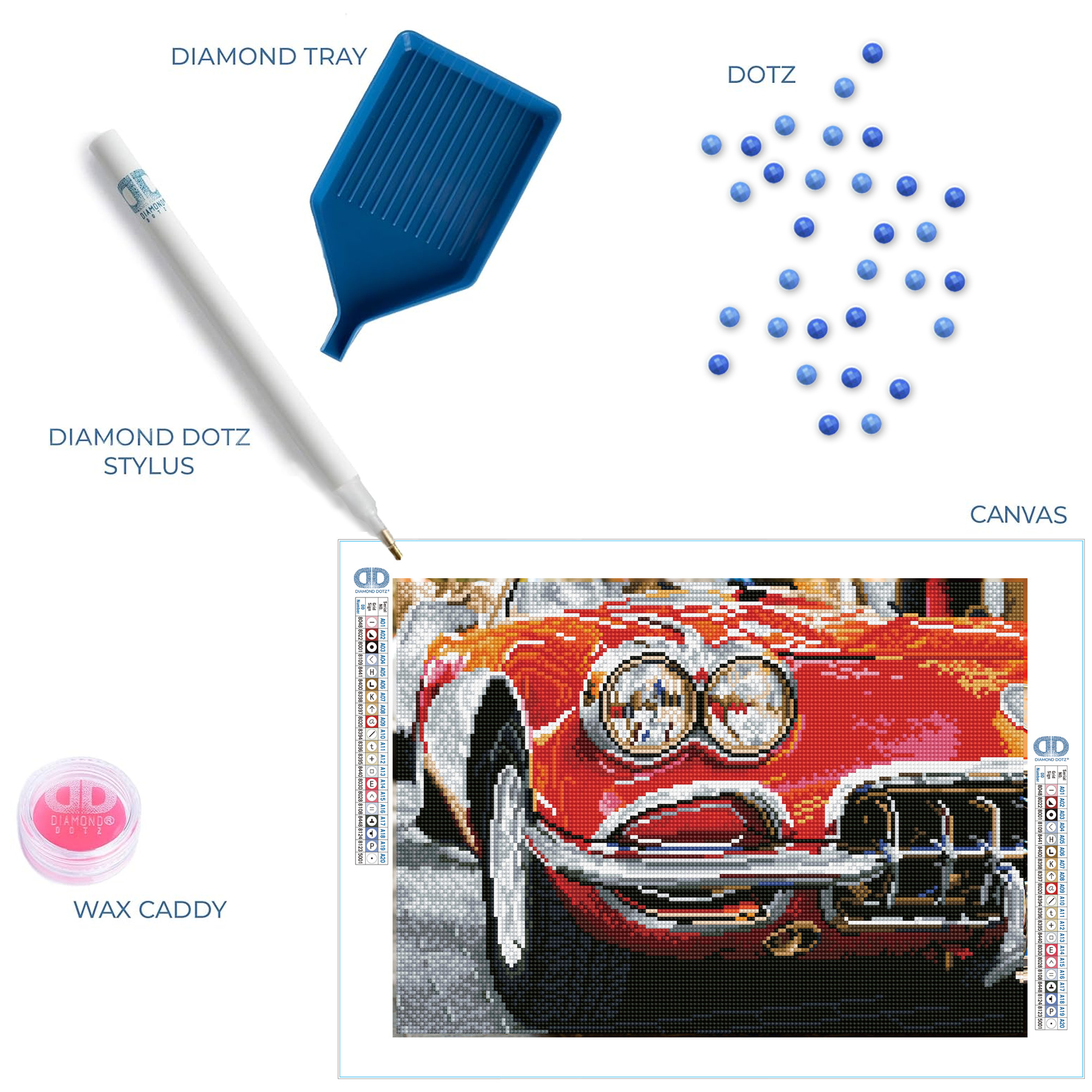 Diamond Dotz Red Sports Car  Diamond Painting Kits for Adults - Diamond Art Kits a Relaxing Creative Craft Kit with Dotz Gems  16.9"x12.2"