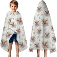 thumbnail image 3 of Highland Cow Flower Wreath Pattern Hooded Bath Towel，60"x35" for Ages 3 To 12 Kids, Quick Dry Lightweight Soft Microfiber Hood Beach Towel Cover Up for Kids, 3 of 7
