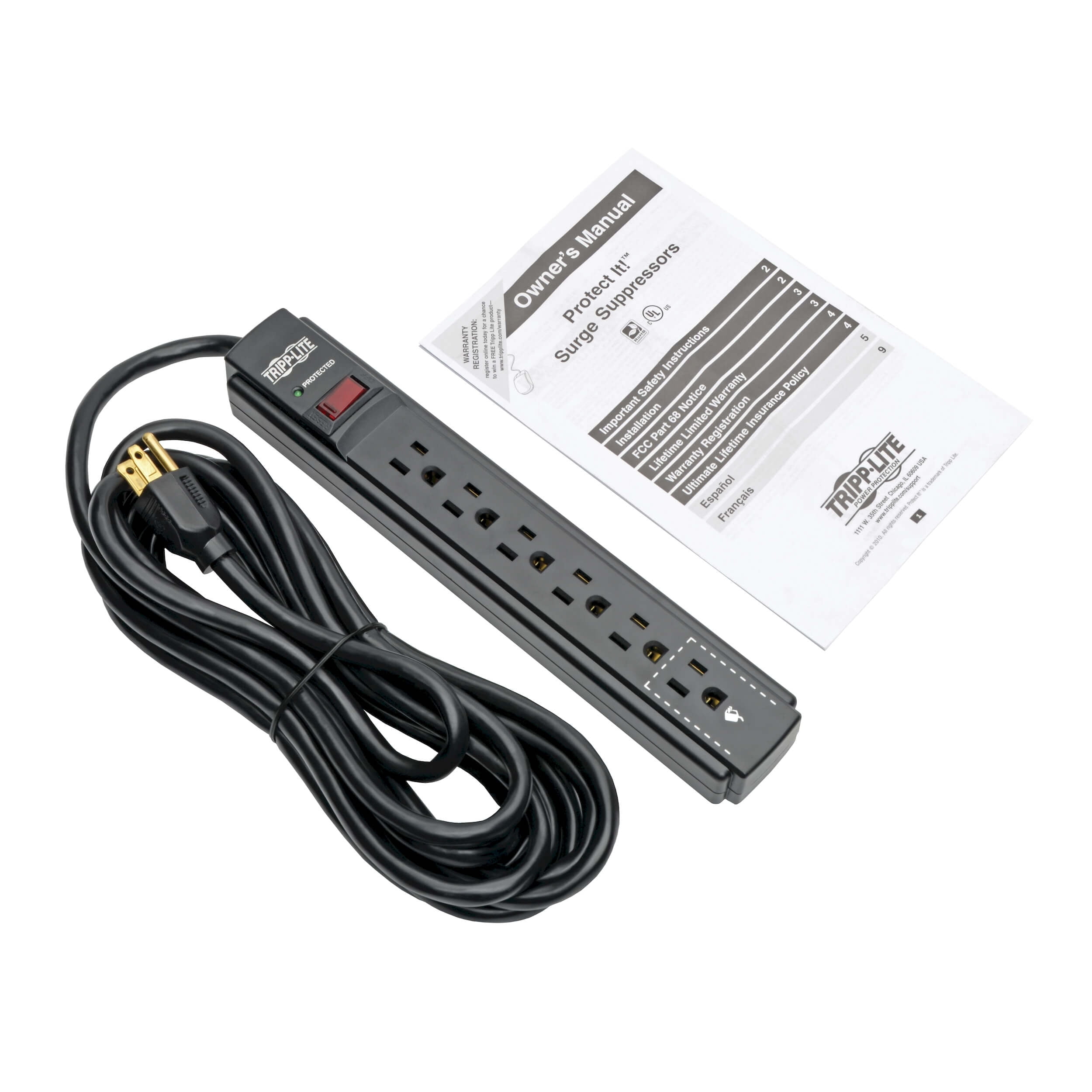Tripp Lite TLP615B Protect It! 6-Outlet Surge Protector, 15ft Cord