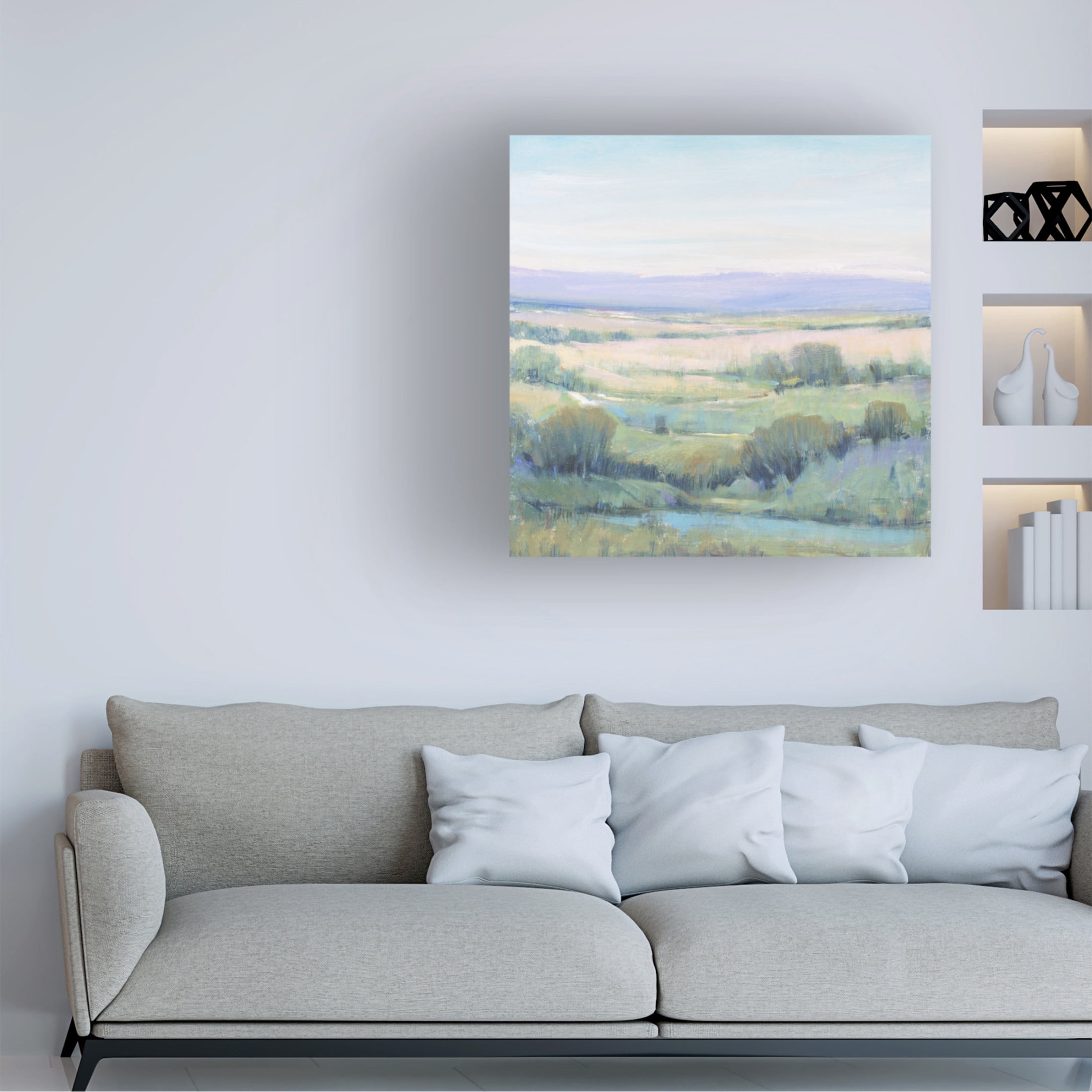 Canvas Wall Art - Tim OToole 'Lavender Horizon I' Wall Art for Living Room, Bedroom, or Office Décor by Trademark Fine Art - 18 x 18 Inches