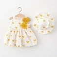 thumbnail image 3 of Dress Girls Summer Flower Sleeveless Backless Princess Heart Pattern With Hat Set Little Girls Dresses Yellow 2 Years-3 Years, 3 of 3