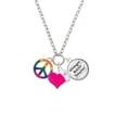 thumbnail image 2 of Delight Jewelry Silvertone Large Rainbow Colored Peace Sign - Hot Pink Heart Nurse Strong Zoe Necklace, 2 of 4