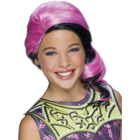 Childs Girls Draculaura Pink And Black Wig Costume Accessory