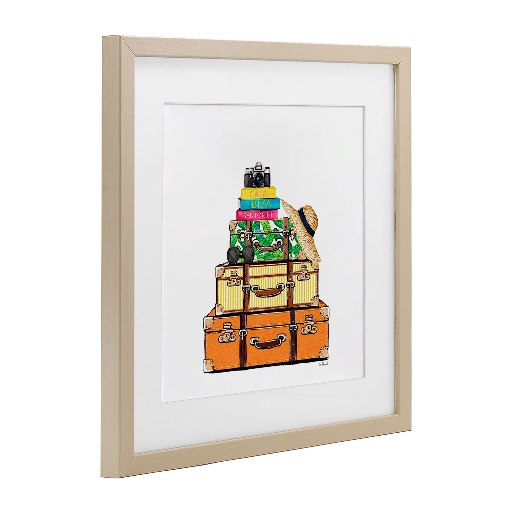 Stupell Industries Travel Suitcases & Camera Birch Framed Print Under Glass, design by Amanda Greenwood