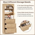 thumbnail image 3 of Aheaplus 80" Arched Storage Cabinet, Tall Bookcase with 3 Drawers & 3 Shelves - Multipurpose Wood Cabinet for Living Room, Kitchen, Office,Brown, 3 of 8