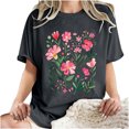 thumbnail image 7 of iHengLiXing Plus Size Spring Tops for Women 2025 Dressy Casual Women's Fashion Summer Round Neck Drop Sleeves Short Sleeve Printing Gray S, 7 of 7