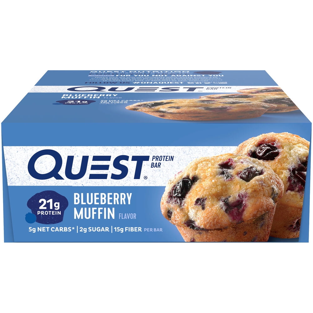 Quest Protein Bar, 20g Protein, Blueberry Muffin, Gluten Free, 12 Count