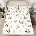 thumbnail image 2 of jejeloiu Country Farm Mallard Bed Sheets,White Green Gray King Sheets For Boys Teens 4pcs, 2 of 7