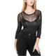 thumbnail image 2 of Blusa de malla Guess con inserción de malla para mujer negro XS, 2 of 2