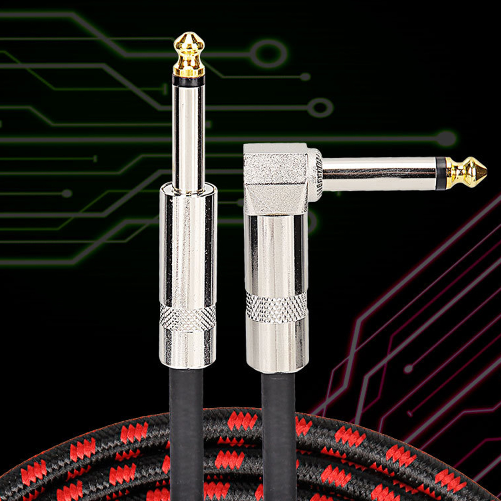Nylon Guitar Cable 1/4inch Electric Guitar Cord Right Angled Electric Guitar Cable 6.35mm Plugs Instrument Cable for Basses